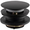 Aqua Uno AQUAUNO Tappo per Vasca da Bagno Nero in Ottone - Tappo di Scarico 68mm, Filettatura di Collegamento G1 1/2, Universale per Ogni Vasca, Preassemblato e Facile da Montare