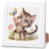 Pujeknm Gatto Diamond Painting per bambini con cornice in legno, diamond painting per bambini