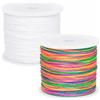 OMJMYY 2 Rotoli Filo per Braccialetti in Nylon 0.8mm x 100m Filo di Perle in Nylon Cordino di Seta per Collane Lavori a Macramè Campane Eolie(Blanc & Multicolore)