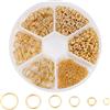 Beebeecraft 1200 pz 6 Stili 304 Anelli di Congiunzione in Acciaio Inossidabile 4/5/6/7/8mm Placcato Oro 18k Anello di Congiunzione Aperto O Anelli di Maglia di Maglia Connettore con Scatola di
