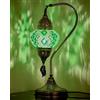 DEMMEX Lampada da Tavolo Turca Marocchina, Design Swan Neck in Vetro Mosaico Stile Tiffany, Fatto a Mano in Turchia, Altezza 38 cm (Verde)