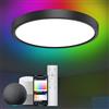Modlicht Plafoniera LED Soffitto Smart Dimmerabile 28W Ø30cm,con Alexa/Google Home/Telecomando/APP,Lampada da Soffitto Ultra Sottile,con Retroilluminazione RGB,per Camere da Letto,Camerette (Nero)
