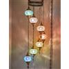 DEMMEX Lampadario a mosaico turco marocchino a 7 globi plug-in, illuminazione Swag bohémienne, fatta a mano, cavo 4,6 m