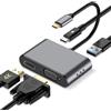 ZanBix USB C Hub, 4 IN 1 adattatore USB C HDMI VGA per MacBook Tablet Portatili