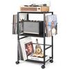 Bikoney Mobile Giradischi con 2 Espositori per Vinili e Tavolino Laterale - Supporto per Giradischi e Contenitore per Fino a 150 Dischi in Vinile per Soggiorno o Camera da Letto - Nero