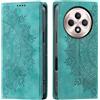CASEONJAN Cover per Oppo Reno 12 F 5G / Reno 12FS 5G, Pelle PU Custodia a portafoglio con scomparti per Slot Schede, Antiurto Flip Caso Cover per Oppo Reno 12 F 5G / 12FS 5G (Vintage Verde)
