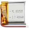 Sunkoo Batteria ai polimeri di litio da 3,7 V, 400 mAh, 802525,1S, con protezione PCM, Micro JST 1,25 mm, spina a 2 pin, per elettronica fai da te