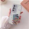 HAONANDE Custodia Specchio per Samsung Galaxy S25/S24, Motivo Cuore Viso Lucky Cover Trasparente Lucida, Retro PC Rigido Bumper TPU Morbido Antiurto case Viola