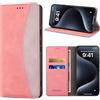 AuburnTan Cover per iPhone 17, Custodia a Libro in Pelle Sintetica, Portafoglio Flip con Chiusura Magnetica, Blocco RFID, Supporto Stand, Slot Schede, Protezione Antiurto, Rosa