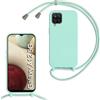 Belzsxy Cover per Samsung Galaxy A12 5G/A12 4G con Cordino, Custodia con Laccio Collana Tracolla Collo Liquido Silicone Antiurto TPU Antiurto AntiGraffio Case,Verde chiaro