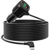 Hoembpn Caricatore Auto USB C 60W, 3 Porte PD e QC3.0 Adattatore per Caricabatterie a Ricarica Rapida per Accendisigari con Voltmetro LED e Cavo USB C da 3,5 m, Compatibile con iPhone Samsung Huawei