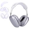 kwmobile Cover per Apple AirPods Max - Set 3 in 1 Protezione Cuffie e Archetto - Antigraffio per Cuscinetti Auricolari - Gusci Protettivi Padiglioni - trasparente/lavanda