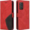 Fatcatparadise Cover per Samsung Galaxy A52 5G/4G /A52S 5G, Flip Caso in PU Pelle Case Libro Portafoglio Protettiva Custodia con TPU Antiurto,[Kickstand][Slot per Schede][Chiusura Magnetica] (Rosso)