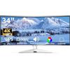 CRUA 34 Display Gaming 100Hz WQHD Bianco - Monitor PC curvo IPS, HDR10, FreeSync, 130% SRGB,21:9 UltraWide, 3800R, Altoparlanti, VESA