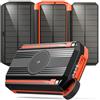Kruilan 63200mAh Solar Power Bank: 30W PD 3.0 A USB C Powerbank Ricarica Rapida con 2 Cavi, 5 Uscita & 2 Ingresso, 15W Ricarica Wireless, Spie luminose a LED, Torcia, Caricatore Portatile con Smartphones