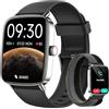 Fitpolo Smartwatch Uomo Donna Chiamate e Whatsapp, 1.85 Smart Watch Contapassi Cardiofrequenzimetro da polso/SpO2/Contapassi/Sonno, Orologio Smart Fitness Sportivo Impermeabile per Android iOS Nero
