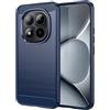 WJXEXRS Cover per Xiaomi Redmi Note 15 Pro Plus 5G, Custodia Spazzolata e Fibra di Carbonio Morbido Silicone TPU Slim Fit, Antiurto, Antigraffio, Antiscivolo, Cover Xiaomi Redmi Note 15 Pro+ 5G -Blu