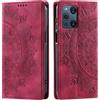 CASEONJAN Cover per Oppo Find X3 / Oppo Find X3 Pro, Pelle PU Custodia a portafoglio con scomparti per Slot Schede, Antiurto Flip Caso Cover per Oppo Find X3 / Find X3 Pro (Vintage Rosso)