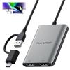 PULWTOP Displaylink Adattatore, Adattatore da USB C a HDMI con doppio monitor per Mac M1/M2/M3/M4/M5, da USB C a doppio HDMI per MacBook, laptop, driver richiesto