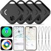 Reyke localizzatore Bluetooth, Smart Tag e Portachiavi per Chiavi, Bagagli e valigie, Impermeabile IP66, per Portafoglio, Compatibile con iOS e Android, Nero, Confezione da 4 Pezzi