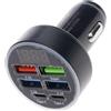 Snorvixre Caricabatterie per auto super veloci con display LED da 50 W, 2 PD, 4 porte USB per smartphone, tablet, ABS, edilizia, viaggi, indispensabili, caricabatterie per auto super veloci con