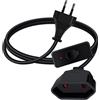 YINGAYOU Prolunga Elettrica Europea con Interruttore 2.5A 250V 625W Cavo Prolunga Elettrica con Interruttore 2x0.75 mm², per Elettrodomestici, Lampada, TV (Nero, 1,5 m)