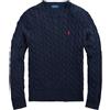 POLO RALPH LAUREN Maglia Polo Ralph Lauren in cotone a trecce Hunter Navy