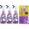 Generico Vetril Vetri e Specchi, Detergente Spray Tecnologia Asciuga Rapido, Brillantezza Senza Aloni, 650 ml x 3 Pezzi + Panno In Lattice SOFT, Formato 30x30