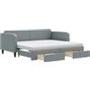 vidaXL Divano letto estraibile con cassetti Grigio chiaro 90x200 cm Tessuto