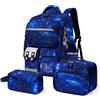 Amythe Set 3 Pezzi Zaino Ragazzo 1a-5a Elementare Riflettente | Zaino Ergonomico Bambini 6-12 Anni Impermeabile 25L Stella Blu