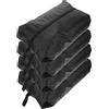 HEALEEP Set da 4 Sacchetti Impermeabili Organizer per Vestiti e Scarpe da Viaggio in Poliestere Nero, Grande Capacità, per Bagagli e Viaggi