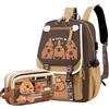 JIABAOZ Zaino Capibara Scuola Elementare, Zaino per Bambino Capibara con Astuccio e Portachiavi, Cartone Animato Borsa Scuola di Grande Capacità per Ragazze e Ragazzi (B)