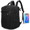 BRIJAY Zaino da Cabina Espandibile Ryanair 40x30x20-25 cm (24L) con sacca per scarpe,Zaino casual impermeabile ed espandibile,resitente Zaino da escursione, scuola e lavoro,Multiuso (nero, L)