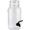 SUPERBUTELKI.PL Dispenser di bevande da 4 l in vetro con rubinetto, coperchio in vetro e manico, contenitore per bevande per limonata, acqua, succo e tè freddo (senza supporto + rubinetto in acciaio inox, nero)