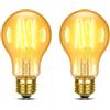 Hcnew Lampadina LED vintage A60 E27, 3W, sostituisce lampadine da 25W, bianco caldo ambrato 1800K