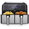 Innsky Friggitrice ad Aria Doppio Cestello, 8L Friggitrice ad Aria Calda a Doppia Zona, 8 programmi di Air Fryer con Promemoria Shake, IT Ricette