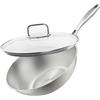 SILBERTHAL Wok inox 18/10 28 cm con coperchio - Saltapasta induzione | Pentola wok professionale - Acciaio inox - Per tutte le cucine - Fondo spesso - Lavabile in lavastoviglie