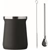 noTrash2003 Tazza Yerba Mate a doppia parete, 240 ml, in acciaio inox riciclato al 90%, con bombbilla in acciaio inox e spazzola per la pulizia, tazza termica per Mate Tee - sostenibile Mate Cup in 4 colori (nero