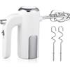SUNOYA Frullatore manuale da 400 W, 5 livelli e funzione turbo, in acciaio inox, con 2 fruste, 2 ganci per impastare, pulizia one-clic, per cucina, cottura, mixare e cucinare