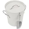CSXMONEY Secchiello per ghiaccio con coperchio e paletta, per bar di casa, 4 l, in metallo zincato, con manici per il trasporto (bianco)