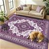 WUTONG Viola Tappeto Camera da Letto Lavabile in Lavatrice 60x90 cm,Tappetino Antiscivolo Vintage Persiano,Tappeti a Pelo Corto Soffice per Scendiletto e Ingresso Casa