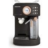CREATE THERA RETRO PRO/Macchina per caffè espresso semiautomatica nera/20 bar, Serbatoio per latte, vassoio antigoccia, due versi, capacità 1,5 l, per caffè macinato, 1250 W