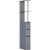 HOMCOM Mobile bagno a colonna, armadietto bagno, con cassetti, ripiani aperti, armadio, 15x33x136,8 cm, Grigio