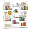Relaxdays Libreria industriale in legno e metallo, 14 ripiani, soggiorno e ufficio, 166x158x24 cm, bianco