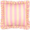 furn. Palm Royale Stripe Fodera Per Cuscino - Resistente All Acqua A Righe Audaci Bordo Con Volant Outdoor Fodera Decorativa (Rosa/Giallo - 50x50cm)