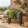 WELL HOME MOBILIARIO & DECORACIÓN Fioriera per fiori, fioriera alta con gambe, grande vaso per esterni/interni, in plastica effetto rattan, per terrazza, giardino o soggiorno, resistente ai raggi UV, 46 x 60 x 25 cm, colore: ocra