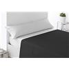Miracle Home. Lenzuolo sopra morbido e confortevole, 100% microfibra spazzolata, senza rughe e anti-peeling. 160 x 270 Letto 90. Nero