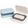 JADUFHU 2 Pezzi Portasapone da Viaggio con Coperchio a Ribalta(Beige e Blu)