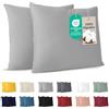 Dreamzie - Federa Cuscino 40x40 cm - Set da 2-100% Cotone - Grigio | Certificato Oeko-Tex · Cerniera · Jersey · 150 g/m² · Traspirante · Lavabile · Morbida · Copricuscino per Divano e Letto