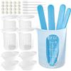 Nicpro 250 ml Misurini in Silicone + 4Pz 100 ml Tazze in Silicone, Misurino di Miscelazione Antiaderenti per Tazze Graduate Stampi per Colata Resina Epossidica, con 20 Pipette, Bastoncini, Guanti